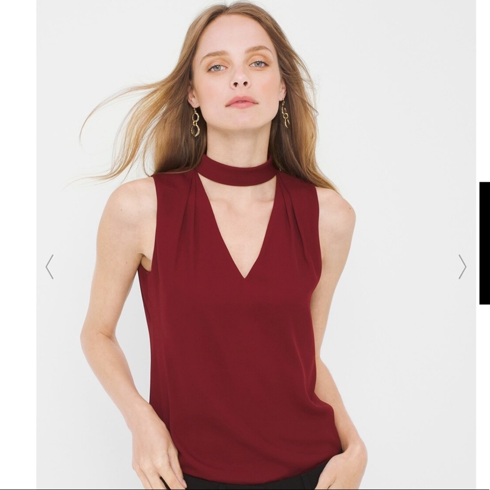 WHBM Wine halter top blouse